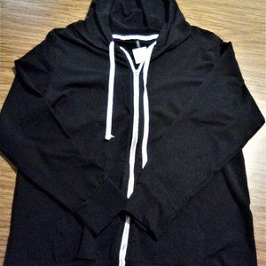 NWT Jr Misses Plus Black Lightweight Zip front Hooded Jacket Size 2X
